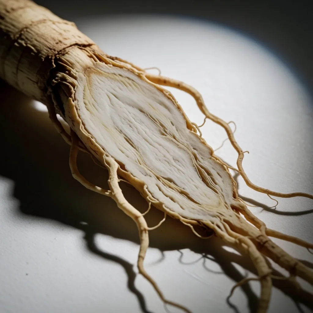 Cross-section of Panax ginseng root on archival surface