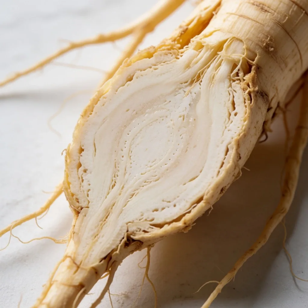 Cross-section of ginseng root on a laboratory surface